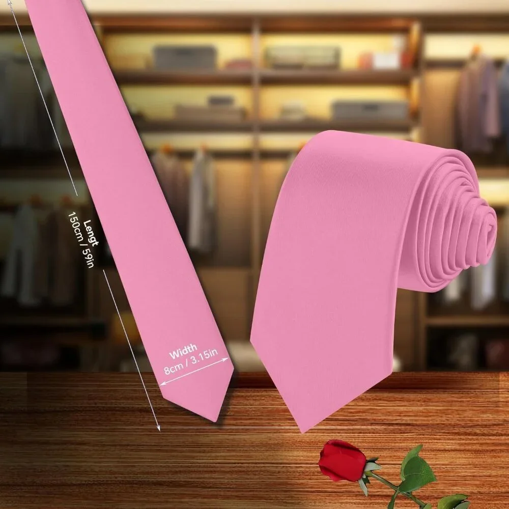 Men's Pink Solid Pure Color Formal 3.15